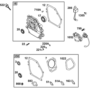 Crankcase Cover/Sump And Lubrication Group Diagram and Parts List for 106232-0286-H5 100000 - 19Z999 Briggs and Stratton Engine